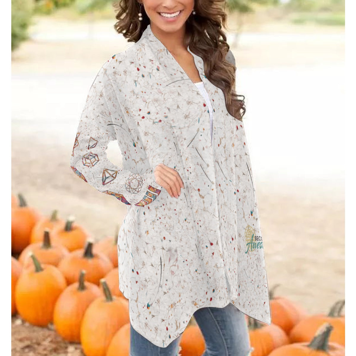 All-Over Print Women's Cardigan With Long Sleeve